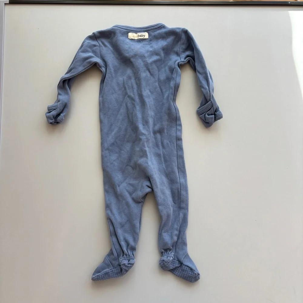 L'ovedbaby Slate‎ Blue Snap Up Footed Pajamas Size 0-3M Gender Neutral Cottage